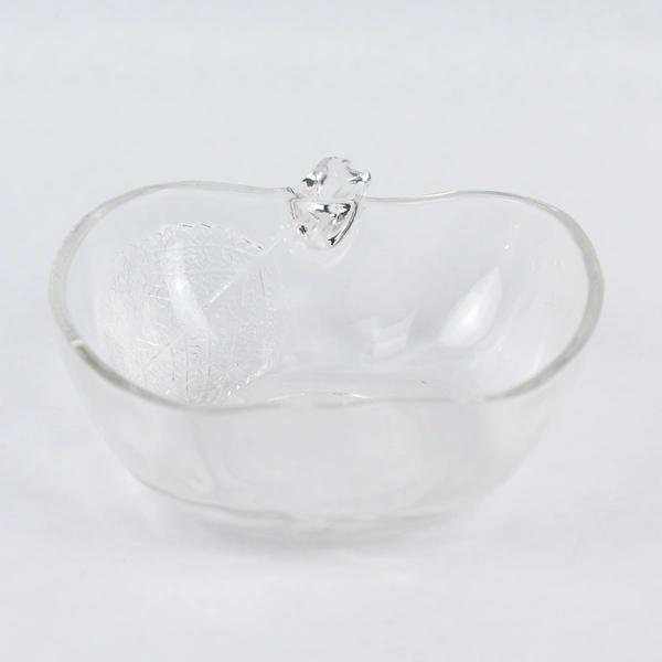 Lot of 2 Clear Glass Apple Shaped Candy Dishes, 4.5" - Pre-Owned