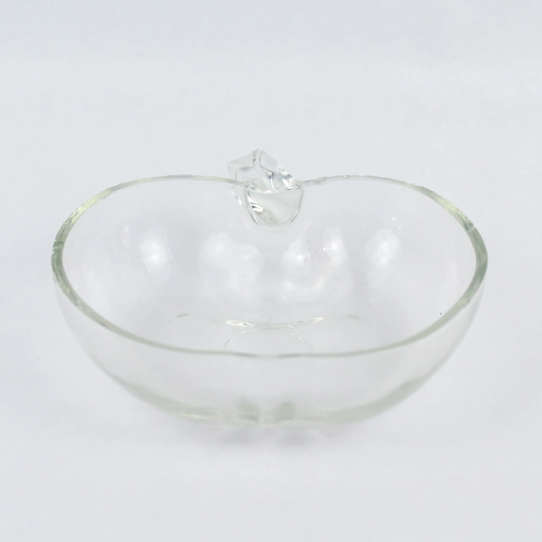 Lot of 2 Clear Glass Apple Shaped Candy Dishes, 4.5" - Pre-Owned