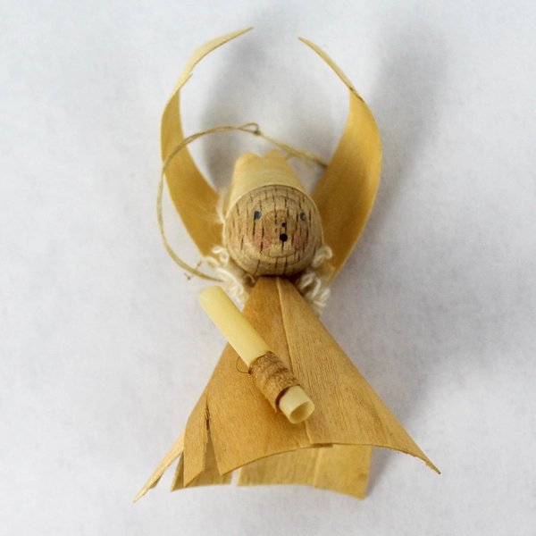 Lot of 4 Rustic Straw Christmas Angel Ornaments - Holiday Decor