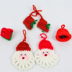 Lot of 5 Handmade Crocheted Christmas Ornaments - Festive Holiday Decor