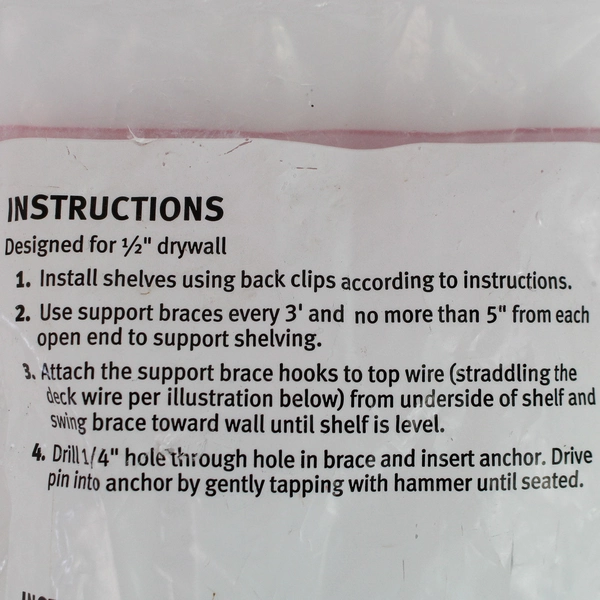 New Rubbermaid 3R02 16" White Support Brace for Home Improvement Projects