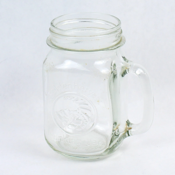 Golden Harvest 10 oz Glass Mason Jar with Handle - Vintage County Fair Decor