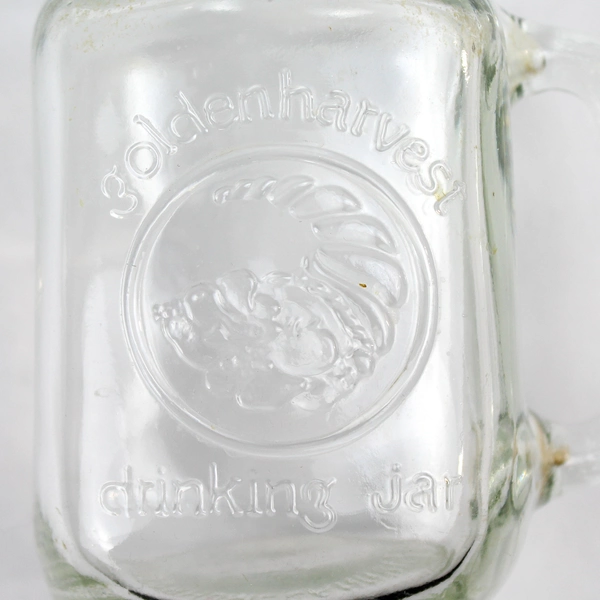 Golden Harvest 10 oz Glass Mason Jar with Handle - Vintage County Fair Decor
