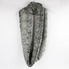 Ann Taylor Loft Infinity Scarf Soft Fuzzy Gray Black 100% Polyester 30" Long