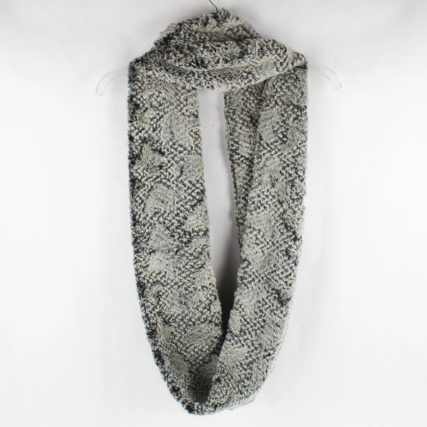 Ann Taylor Loft Infinity Scarf Soft Fuzzy Gray Black 100% Polyester 30" Long