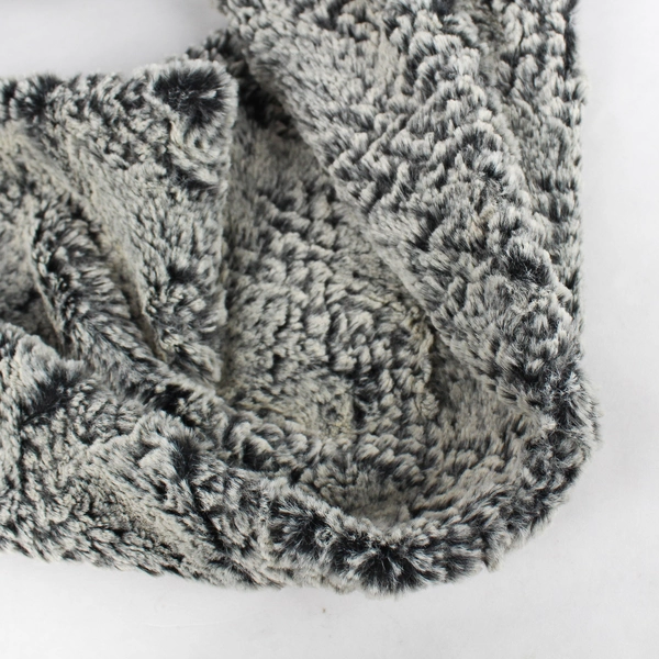 Ann Taylor Loft Infinity Scarf Soft Fuzzy Gray Black 100% Polyester 30" Long