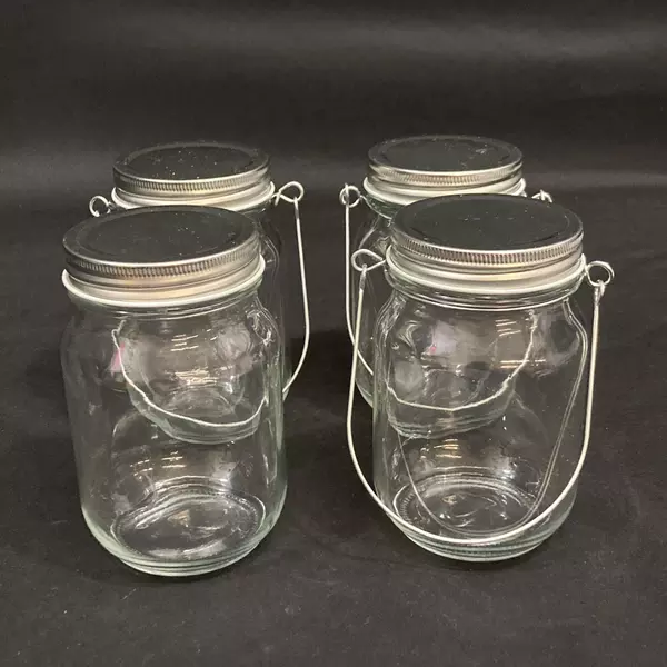 4 Clear Glass Pint Jars with Lids & Wire Bails for Crafting & DIY Decor