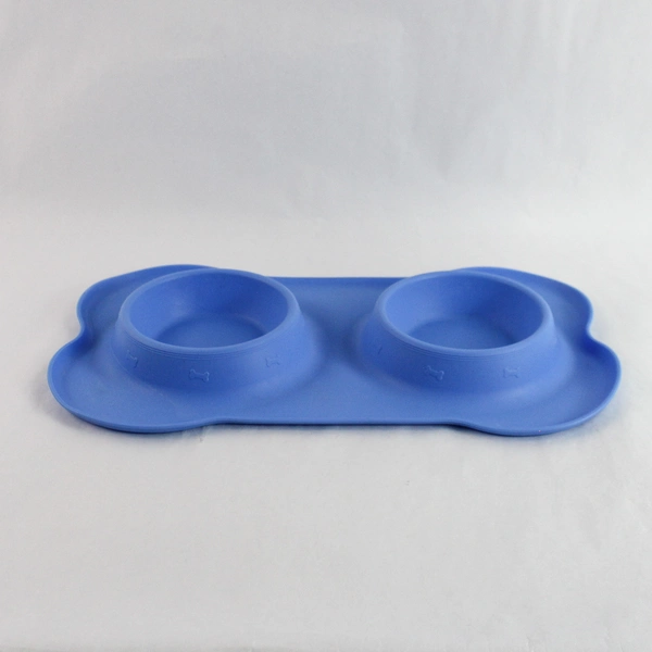 Blue Silicone Dog Bowl Placemat Holder for Food & Water - Good Condition