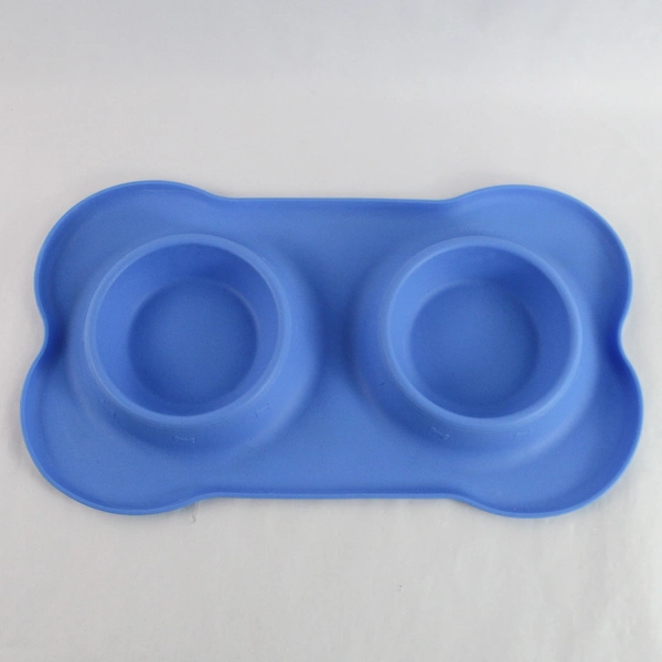 Blue Silicone Dog Bowl Placemat Holder for Food & Water - Good Condition