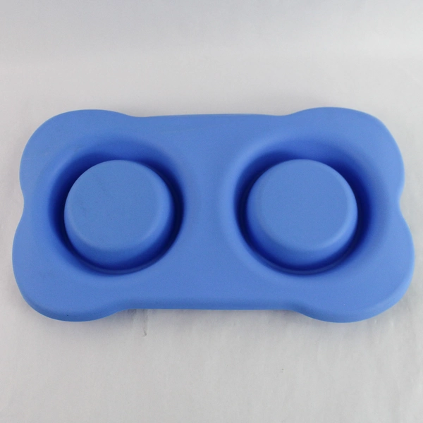 Blue Silicone Dog Bowl Placemat Holder for Food & Water - Good Condition