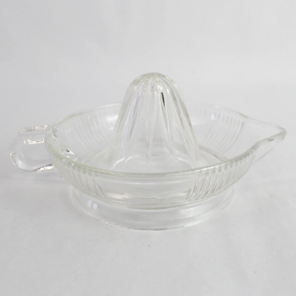 Vintage Clear Glass Juicer Reamer with Handle & Spout - Classic Panel Design