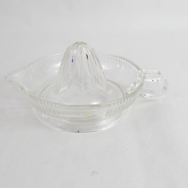 Vintage Clear Glass Juicer Reamer with Handle & Spout - Classic Panel Design