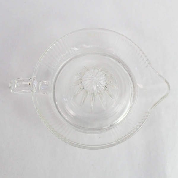 Vintage Clear Glass Juicer Reamer with Handle & Spout - Classic Panel Design