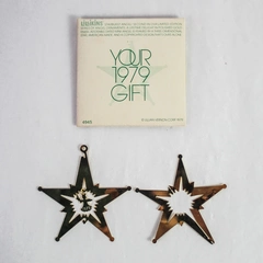 Vintage Lillikins 1979 Gold-Tone Star Christmas Ornaments #4945 in Box