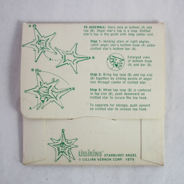 Vintage Lillikins 1979 Gold-Tone Star Christmas Ornaments #4945 in Box