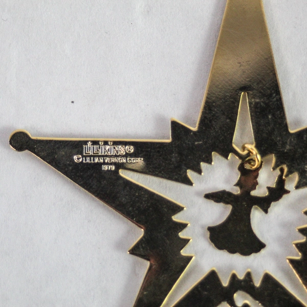 Vintage Lillikins 1979 Gold-Tone Star Christmas Ornaments #4945 in Box