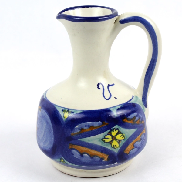 Vintage Hand-Painted Ceramic Vinegar Carafe Pitcher 5.5" Tall - No Lid