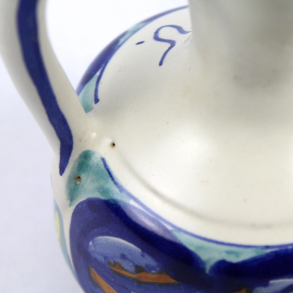 Vintage Hand-Painted Ceramic Vinegar Carafe Pitcher 5.5" Tall - No Lid