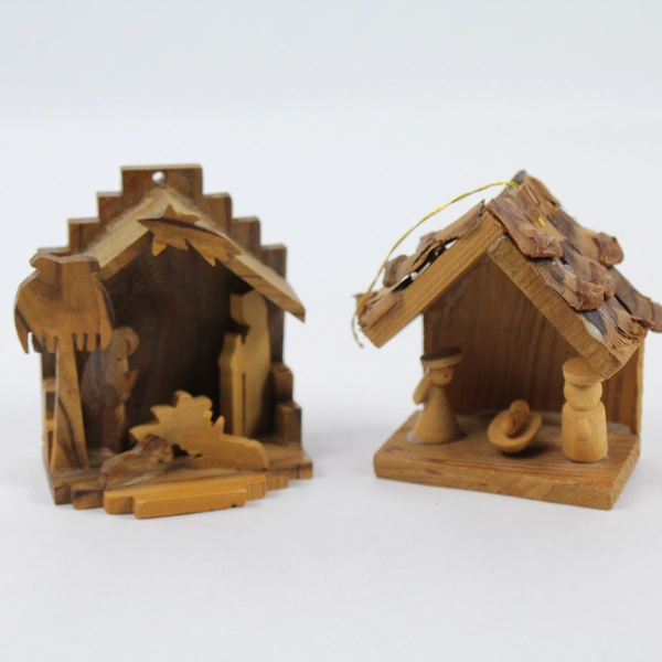 Lot of 2 Wooden Birth of Christ Ornaments - 3.5" Christmas Decor