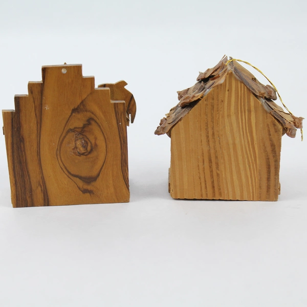 Lot of 2 Wooden Birth of Christ Ornaments - 3.5" Christmas Decor