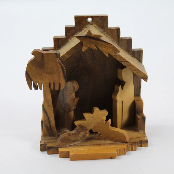 Lot of 2 Wooden Birth of Christ Ornaments - 3.5" Christmas Decor