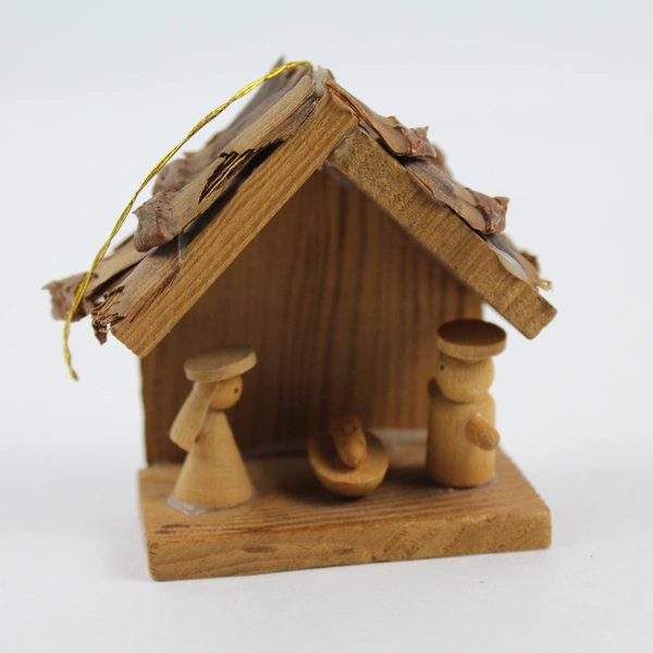 Lot of 2 Wooden Birth of Christ Ornaments - 3.5" Christmas Decor
