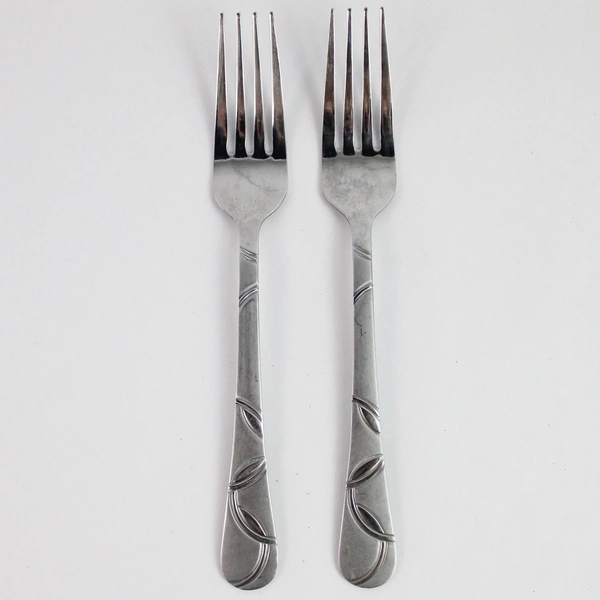 Lot of 2 Cambridge Stainless Steel Dinner Forks with Abstract Design