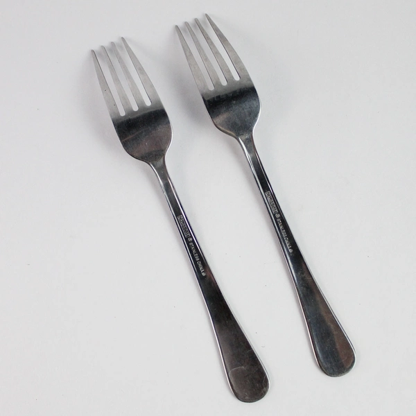 Lot of 2 Cambridge Stainless Steel Dinner Forks with Abstract Design