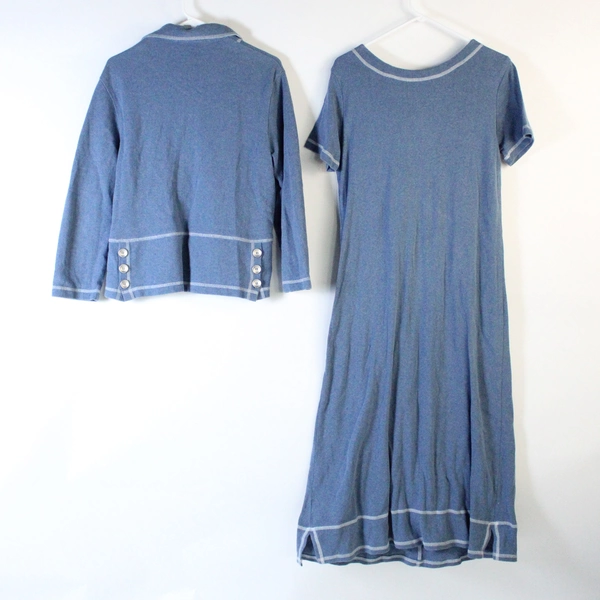 2 Piece Outfit David Dart Knitwear Blue Jacket and Dress Women's S/P