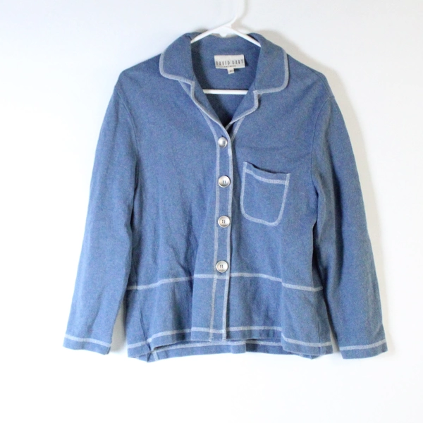 2 Piece Outfit David Dart Knitwear Blue Jacket and Dress Women's S/P