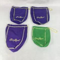 Lot of 4 Crown Royal Felt Bags - 1 Green & 3 Purple - Collectible Storage