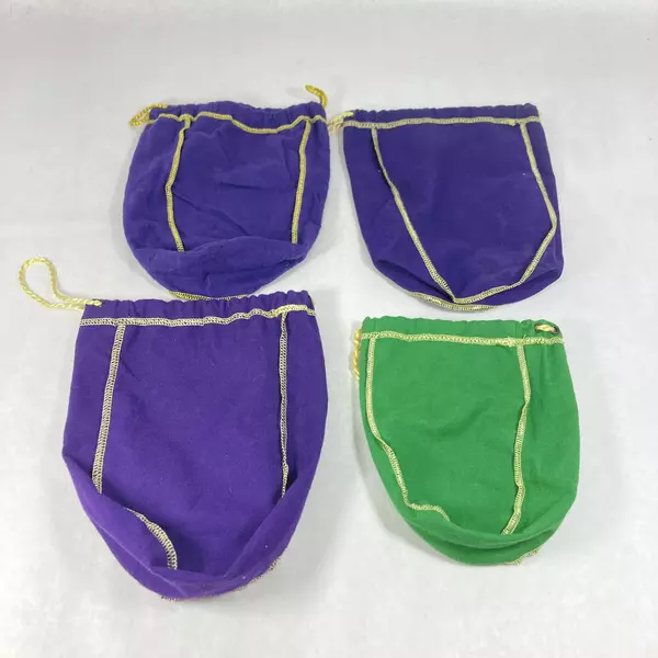 Lot of 4 Crown Royal Felt Bags - 1 Green & 3 Purple - Collectible Storage