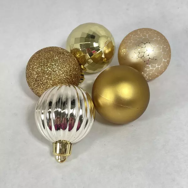 36 Gold And Silver Christmas Plastic Ball Ornaments 1.75 Inch