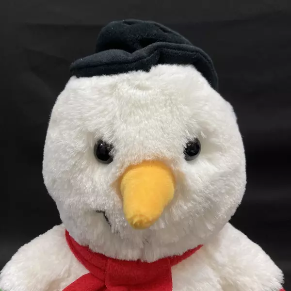 11" Snowman Plush Toy with Black Hat, Red Mittens & Scarf - Holiday Decor
