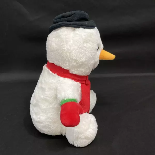 11" Snowman Plush Toy with Black Hat, Red Mittens & Scarf - Holiday Decor