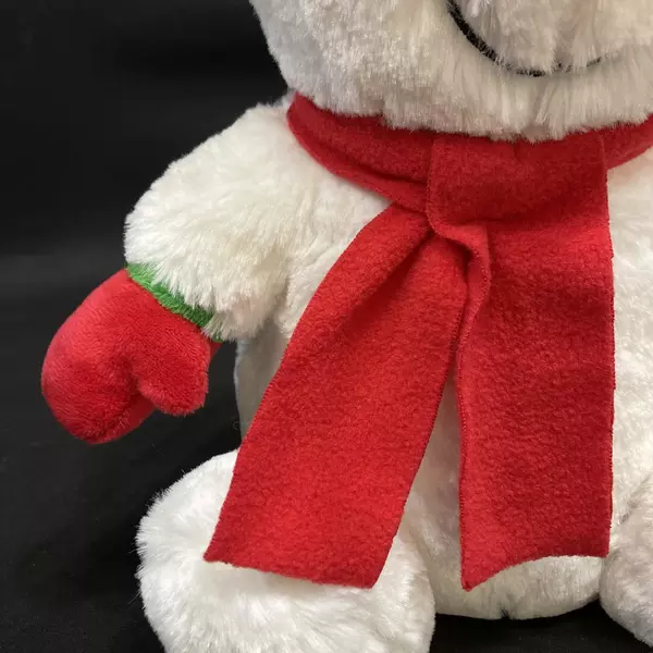 11" Snowman Plush Toy with Black Hat, Red Mittens & Scarf - Holiday Decor