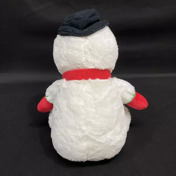 11" Snowman Plush Toy with Black Hat, Red Mittens & Scarf - Holiday Decor