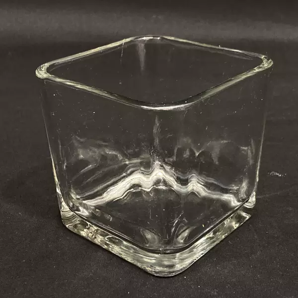 Lot of 4 Clear Square Glass Pillar Candle Holders, 3.5" - Elegant Decor