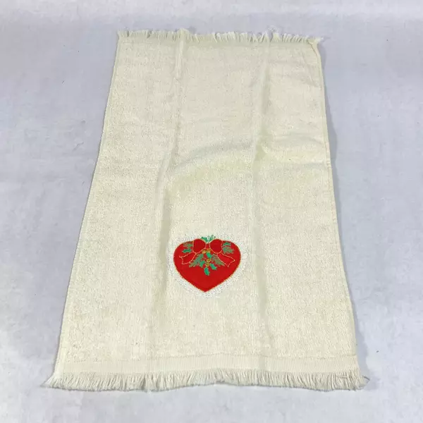 Lot of 4 Festive Christmas Hand Towels - Beige & White Decor