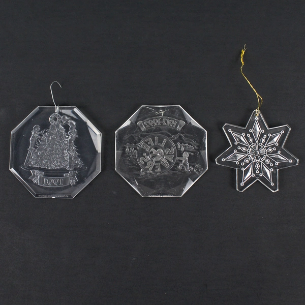 Lot of 3 Acrylic Christmas Ornaments - 2 Lifesaver 1991-1992 + 1 Snowflake