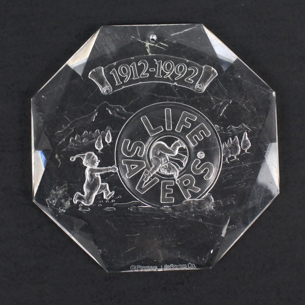 Lot of 3 Acrylic Christmas Ornaments - 2 Lifesaver 1991-1992 + 1 Snowflake