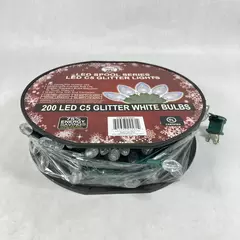 Santa's Forest 200 LED Christmas Light String Spool Series C5 Clear Glitter