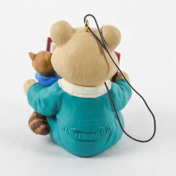 Hallmark 1994 Child Care Giver Bear Raccoon Reading Ornament Christmas Decor