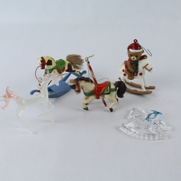 Lot of 5 Horse/Pony Christmas Ornaments - 4 Unbranded, 1 Hallmark 1985