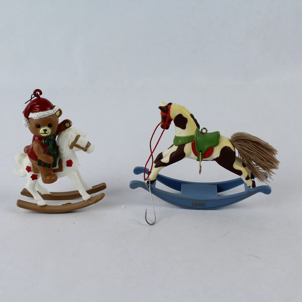 Lot of 5 Horse/Pony Christmas Ornaments - 4 Unbranded, 1 Hallmark 1985