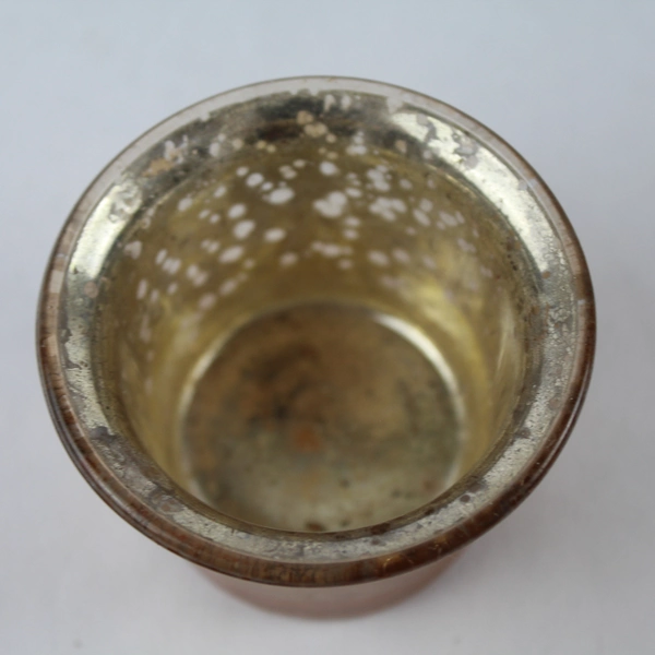 Lot of 5 Iridescent Gold Glass Candle Holders 2.5" Diameter Home Decor