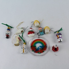 Lot of 11 Vintage Small Christmas Tree Hanging Ornaments - Unique Decor