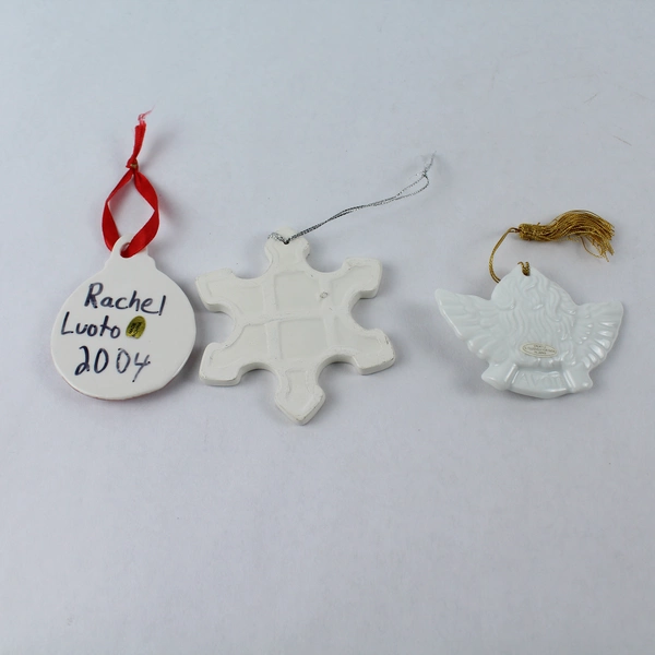 Lot of 3 Avon Ceramic Christmas Ornaments Cherub Snowflake Holiday Decor