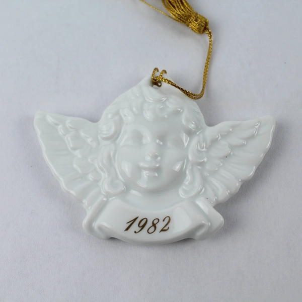 Lot of 3 Avon Ceramic Christmas Ornaments Cherub Snowflake Holiday Decor