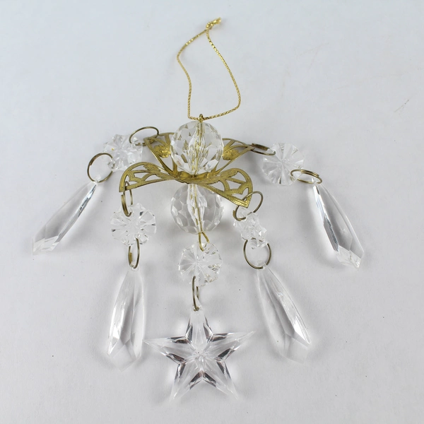 Lot of 3 Clear Acrylic Gem Christmas Tree Ornaments - Sparkling Holiday Decor